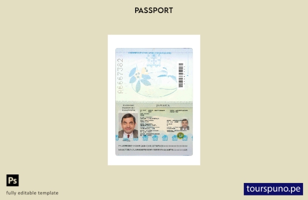 Listo para imprimir la plantilla actual del pasaporte de Jamaica